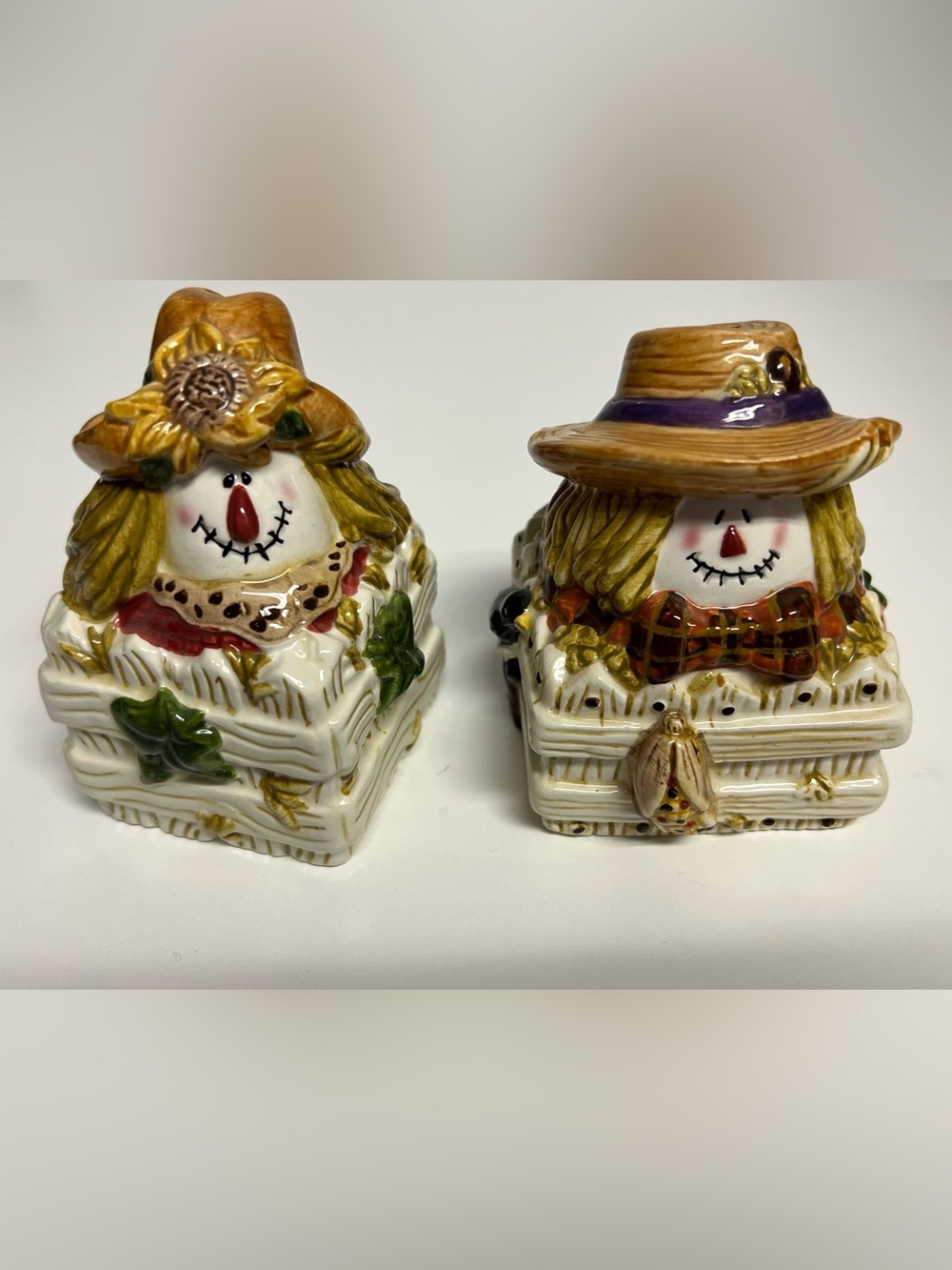 Hand-Painted Ceramic Scarecrow Salt and Pepper Shakers - Autumn Decor